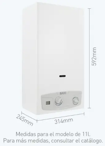 calentador baxi serie i eco medidas